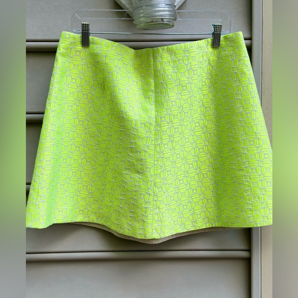 J. Crew Dresses & Skirts - J Crew Chartreuse Neon Yellow Geometric Preppy A-Line Mini Skirt Size 12